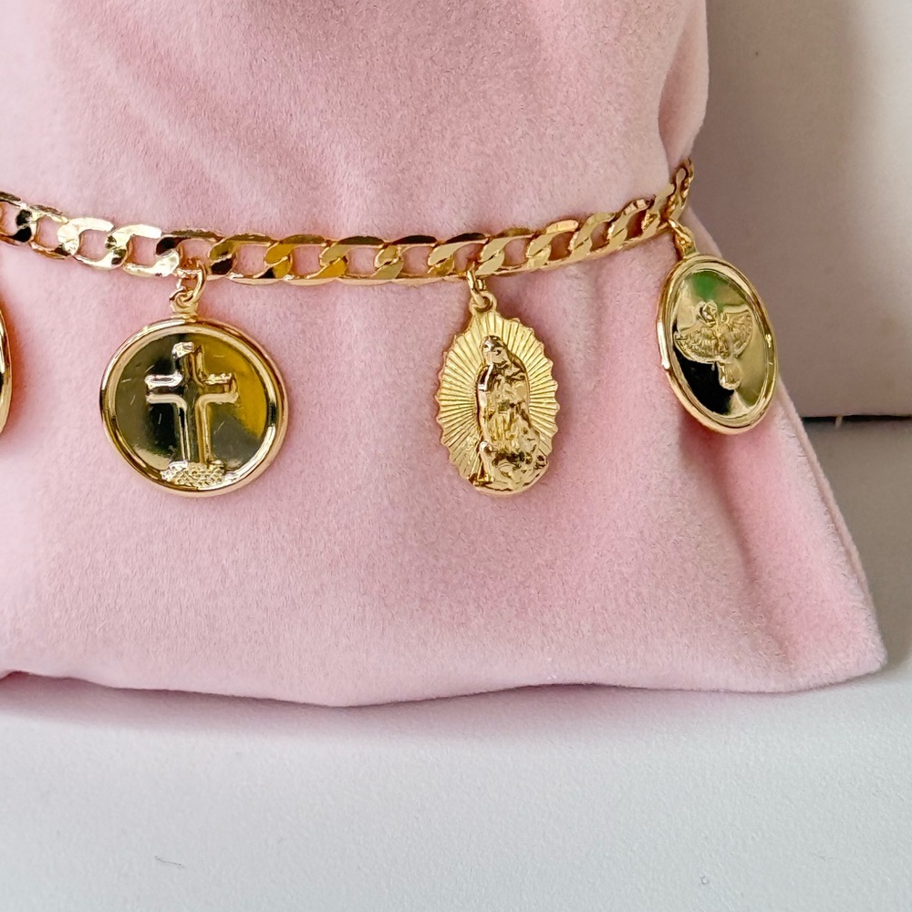 14k Gold Filled Bracelet With Religious Charms | Virgencita de Guadalupe - Picture 8 of 9